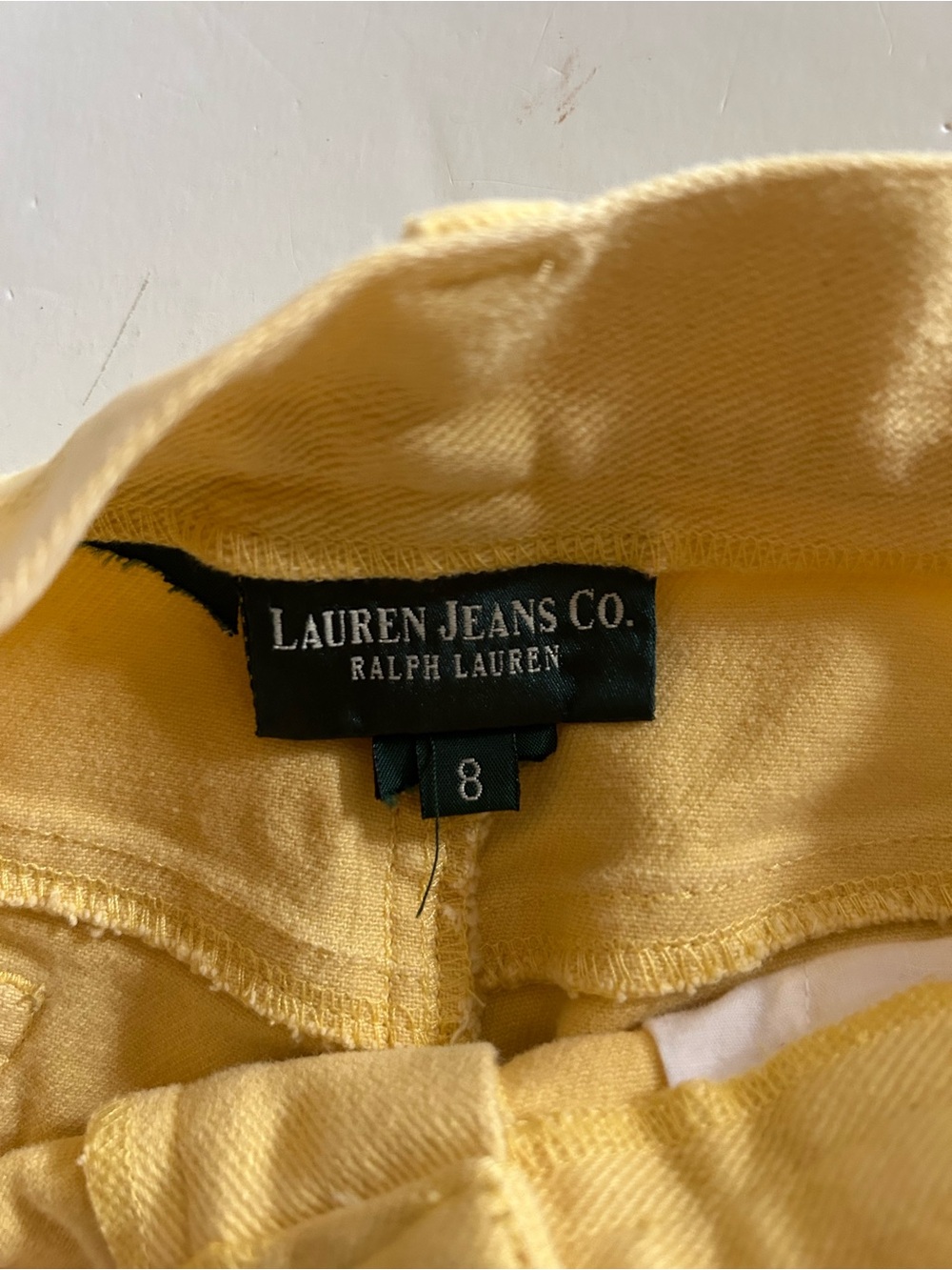 Ralph Lauren jeans co yellow denim jeans size 8 brown logo patch on back - Picture 4 of 7